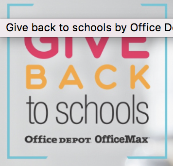 Give Back to schools with Office Depot and Office Max logo